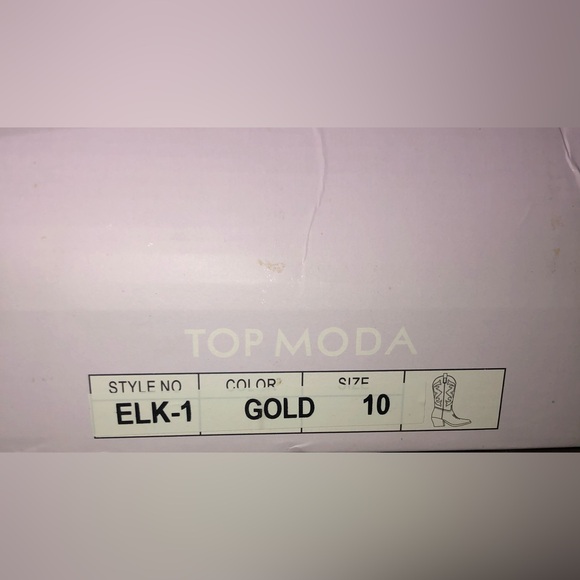 Top Moda Elk Gold Wester Cowgirl Full Zipper Calf Boots New - Picture 11 of 11